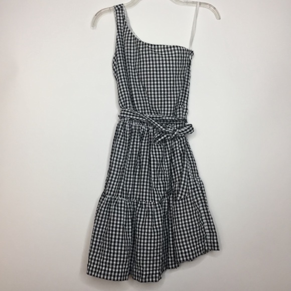 Vineyard Vines Gingham One Shoulder Dress 00 - Picture 3 of 11